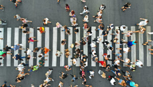 pedestrians crossing the street in Duluth, GA